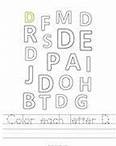 Color each letter D Handwriting Sheet