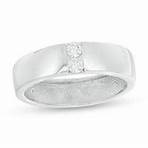 Men s 1/5 CT. T.W. Diamond Vertical Two Stone Wedding Band in Platinum