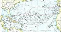 Die vier Reisen von Kolumbus nach Amerika. Die Karte beweist: Auf unserer flachen Erdscheibe hätte er die amerikanische Küste von Europa aus gut sehen können. Wahrscheinlich war er kurzsichtig. Bild: Wikipedia
