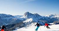 Alpinskifahrer Skipistenkilometern Skigebiet Gröden entdecken