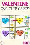 Free Printable Heart CVC Clip Cards