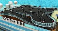 Norwegian Cruise Line announced unlimited go-cart rides from US$99.95 for the track atop its new Norwegian Bliss ship that is good for unlimited