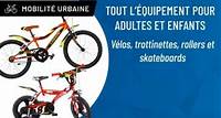 Mobilité urbaine : vélos, trottinettes, rollers, skateboards, casques et rampes