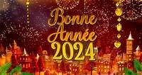 Bonne année 2024 dans la joie ! Rêvons ensemble avec cette magnifique carte de voeux élégante, festive et chaleureuse. Elle nous offre un spectacle inattendu, remplie de surprises et de bonheur pour souhaiter à ses proches une merveilleuse année 2024 !