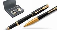 Parker Urban Muted Black GT Fountain Pen + Ballpoint Pen in a Gift Box in Parker gift box Duo 2022