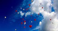 Ballons, Herz, Himmel, Wolken, Liebe