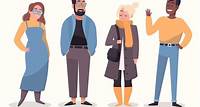 Free vector people wearing autumn clothes