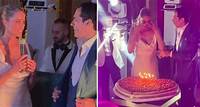 Elena Santarelli e il marito festeggiano 10 anni di nozze con una super festa a Roma tra lacrime, amici vip e torta gigante: le immagini