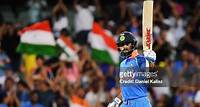 Virat Kohli of India celebrates after reaching his century during game two of the One Day International series between Australia and India at