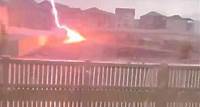Loud lightning strike captured next to home