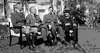 Allied leaders (from left) French General Henri Giraud, U.S. President Franklin D. Roosevelt, French General Charles de Gaulle, and British Prime Minister Winston Churchill at the Casablanca Conference, January 1943.