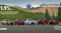 Spring into Adventure. For well-qualified buyers 1.9% APR + No monthly payments for 90 days when you finance with GM Financial on select 2023/2024 Chevy models.