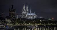 Kölner Dom, Nachtzeit, Rhein, Kathedrale