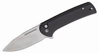 CIVIVI Knives Conspirator Flipper Knife 3.48 inch S35VN Satin Drop Point Blade, Black Aluminum Handles - KnifeCenter Exclusive
