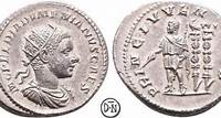 Diadumenian Caesar (217-218) Antoninian 217 n. Chr. Rom, Büste / Prinz mit Standarte und