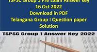 TSPSC Group-1 Prelims Exam-2022 Question Paper with Final Key