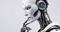 Foto: Ein menschlicher Roboter in einer nachdenklichen Pose