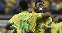 Vinicius scores twice as Brazil bounces back with 4-1 win over Paraguay after shock draw at Copa America