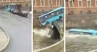 Linienbus verliert Kontrolle und rast in Fluss: Sieben Tote bei Unfall in St. Petersburg