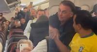 Bolsonaro é aplaudido por apoiadores em voo em Navegantes (SC)