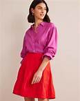 Pull On Tiered Linen Skirt - Vermillion Red | Boden US