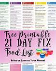 Updated 21 Day Fix Food List - Free Printable
