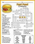 Free Printable Fast Food Crossword