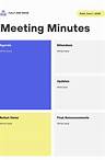 Meeting Minutes Doc in Blue Bright Yellow Grey Bright Modern Style
