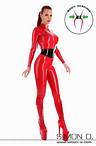 Latex Catsuit mit Mieder