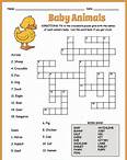 Free Printable Baby Animals Crossword