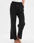 pantalon melange lin taille elastiquee noir femme