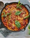 Cast Iron Skillet Pizza with Andouille Sausage