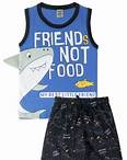 Conjunto Infantil Masculino Interativo Regata Tubarão (Azul) – Keki Boys
