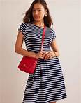 Amelie Jersey Dress - Navy, Ivory Stripe | Boden US