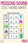 Missing Final Sound CVC Word Mats Free Printable