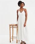 robe longue evasee buste macrame blanc femme