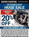 20% Off Any Single Item – Now Through Sunday, June 13