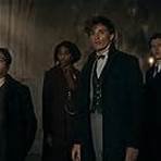 Dan Fogler, Eddie Redmayne, Jessica Williams, and Callum Turner in Fantastic Beasts: The Secrets of Dumbledore (2022)