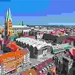 The Marienkirche (13th–14th century) towering above the rooftops of Lübeck, Germany.