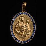 Medalha Santo Antonio em ouro 18K cravejada de Safiras ou 10x de R$ 767,16