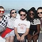 Elijah Wood, Max Landis, Samuel Barnett, Hannah Marks, and Jade Eshete at an event for Dirk Gently's Holistic Detective Agency (2016)