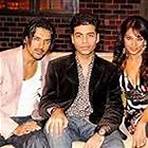 Bipasha Basu, Karan Johar, and John Abraham in Koffee with Karan (2004)