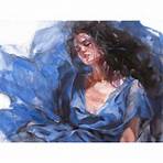 Anna Razumovskaya Hand Signed and Numbered Limited Edition Embellished Canvas Giclee:"Sapphire Skies 2"
