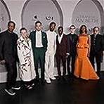 Denzel Washington, Frances McDormand, Joel Coen, Stephen Root, Sean Patrick Thomas, Alex Hassell, Corey Hawkins, Lucas Barker, and Moses Ingram at an event for The Tragedy of Macbeth (2021)
