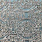 Scrollwork in Teal / Grey | Jacquard Upholstery Fabric | Chenille | Heavy Weight | 54" Wide | By the Yard