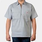 Short Sleeve Striped 1/2 Zip Shirt - Grey