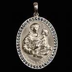Medalha Santo Antonio em prata de Lei cravejada de Safiras ou 10x de R$ 167,69