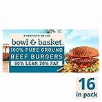 Bowl & Basket 100% Pure Ground Beef Burgers, 3 oz, 16 count