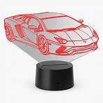 Lâmpada holográfica com carro esportivo vermelho