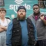 Nick Frost, Colin Hutton, Samson Kayo, and Emma D'Arcy in Truth Seekers (2020)